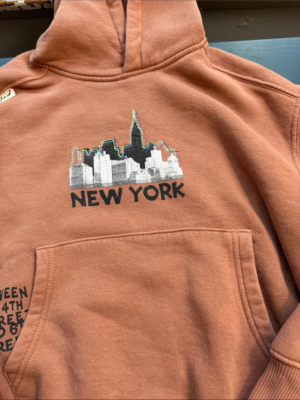 Zara Rust Brown New York Graphic Hoodie